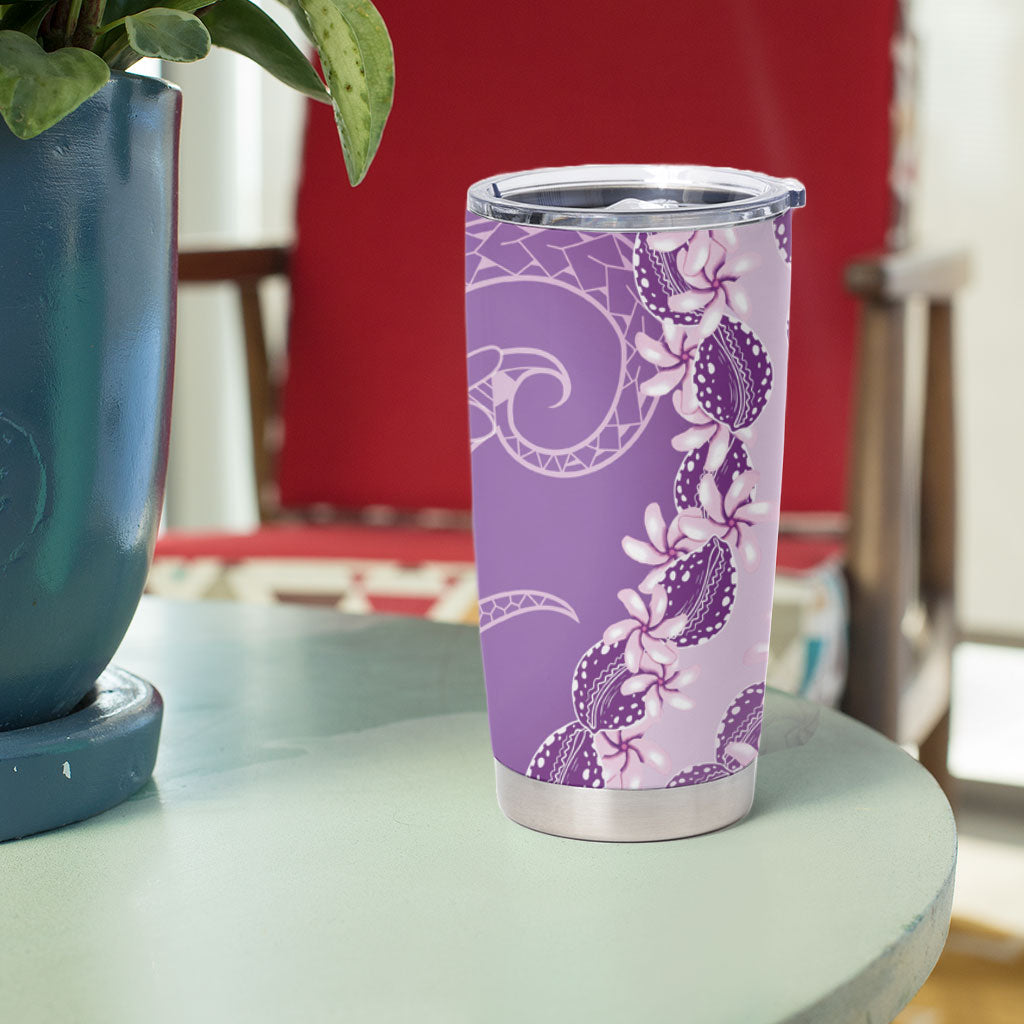Heiva i Tahiti Tumbler Cup Tahitian Tiare Maori Cowrie Lei Purple LT14 - Polynesian Pride