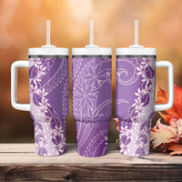 Heiva i Tahiti Tumbler With Handle Tahitian Tiare Maori Cowrie Lei Purple