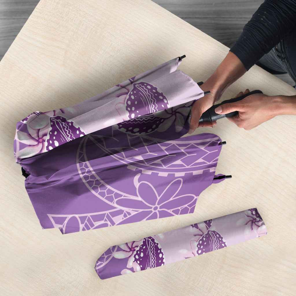 Heiva i Tahiti Umbrella Tahitian Tiare Maori Cowrie Lei Purple