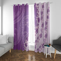 Heiva i Tahiti Window Curtain Tahitian Tiare Maori Cowrie Lei Purple LT14 With Grommets Purple - Polynesian Pride