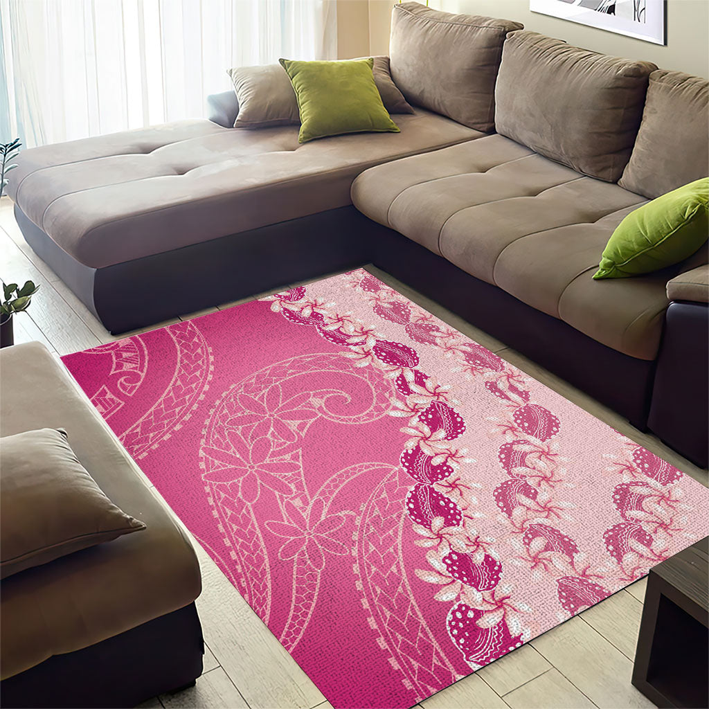 Heiva i Tahiti Area Rug Tahitian Tiare Maori Cowrie Lei Pink