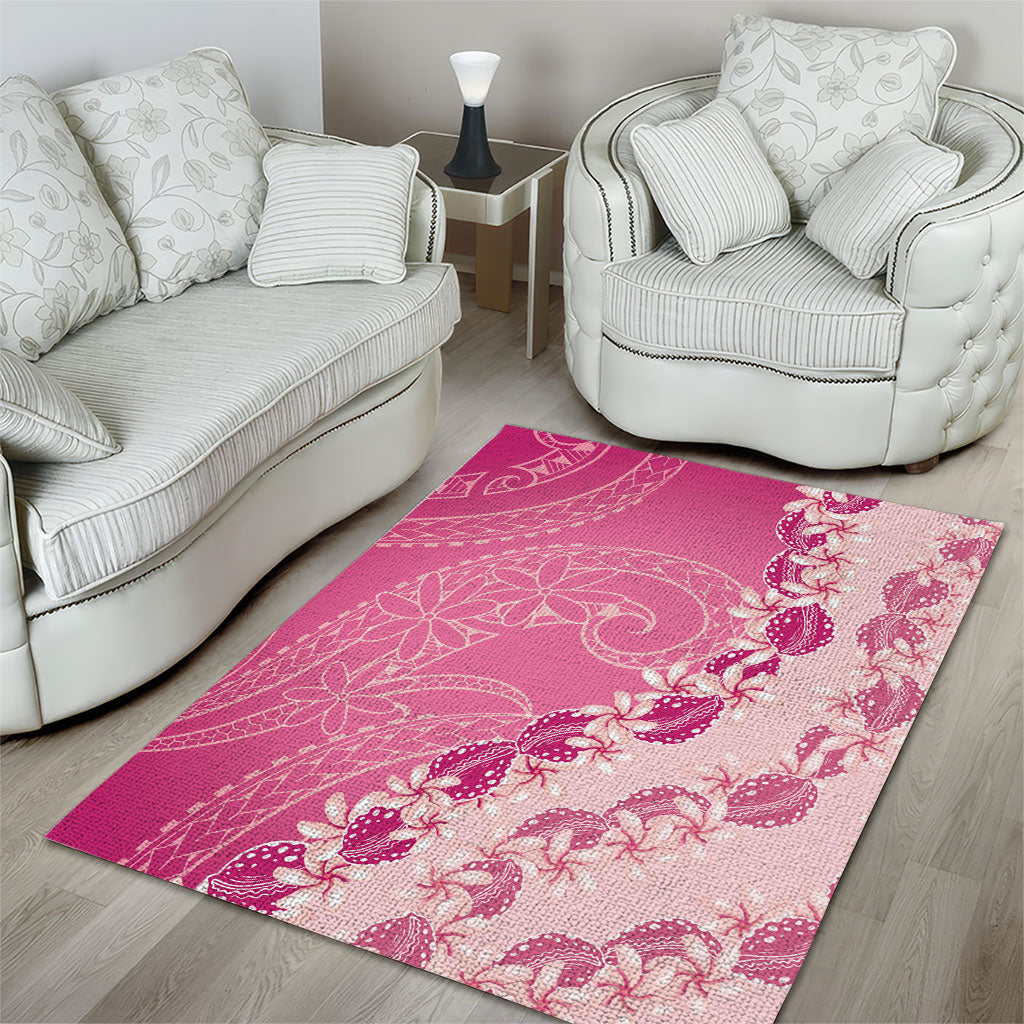 Heiva i Tahiti Area Rug Tahitian Tiare Maori Cowrie Lei Pink