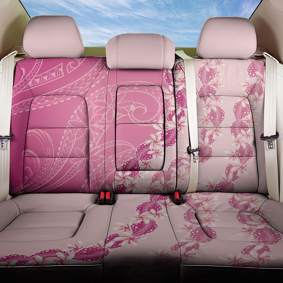 Heiva i Tahiti Back Car Seat Cover Tahitian Tiare Maori Cowrie Lei Pink