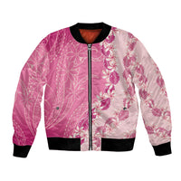 Heiva i Tahiti Bomber Jacket Tahitian Tiare Maori Cowrie Lei Pink