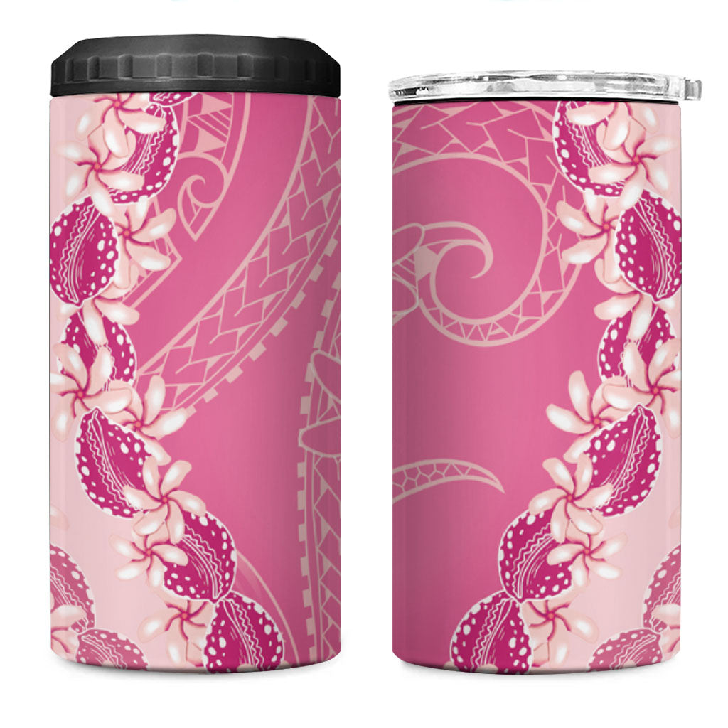 Heiva i Tahiti 4 in 1 Can Cooler Tumbler Tahitian Tiare Maori Cowrie Lei Pink