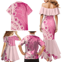 Heiva i Tahiti Family Matching Mermaid Dress and Hawaiian Shirt Tahitian Tiare Maori Cowrie Lei Pink LT14 - Polynesian Pride