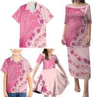Heiva i Tahiti Family Matching Puletasi and Hawaiian Shirt Tahitian Tiare Maori Cowrie Lei Pink LT14 - Polynesian Pride