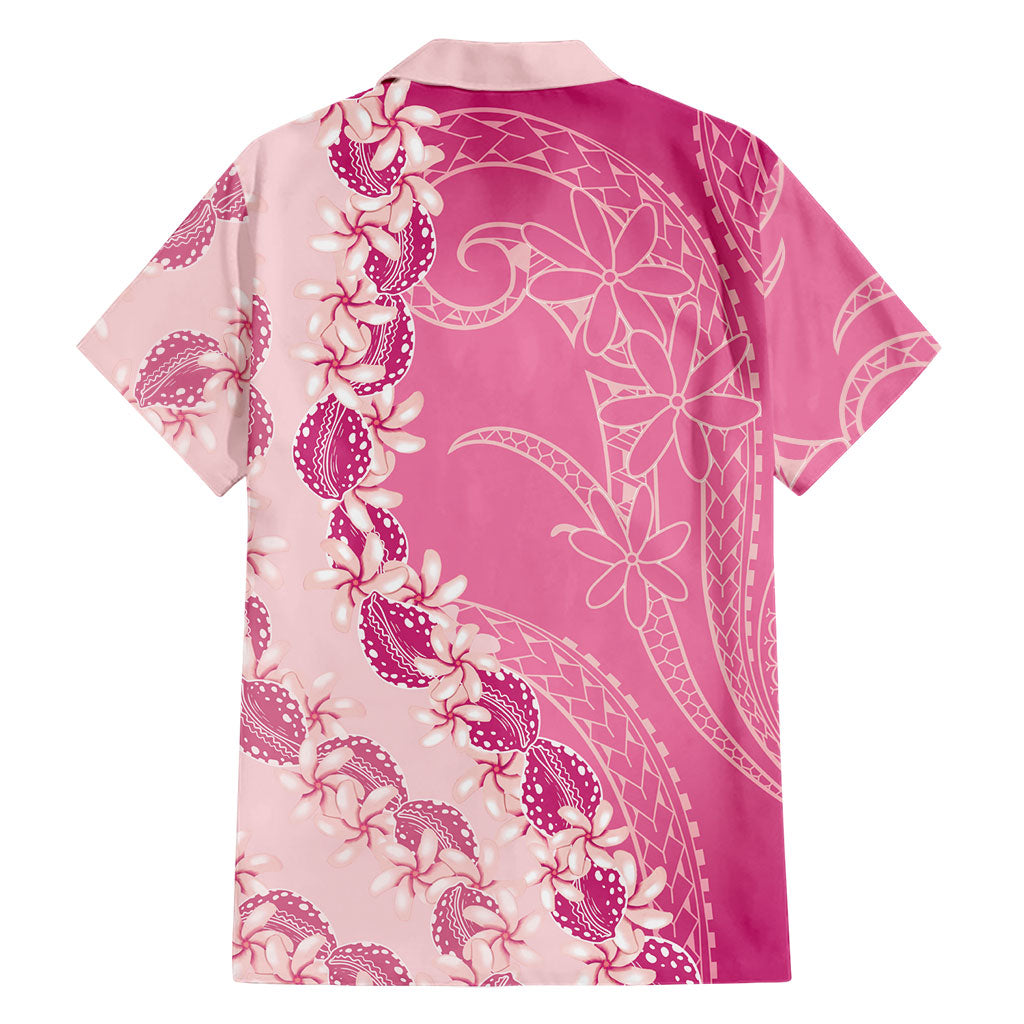 Heiva i Tahiti Family Matching Short Sleeve Bodycon Dress and Hawaiian Shirt Tahitian Tiare Maori Cowrie Lei Pink LT14 - Polynesian Pride