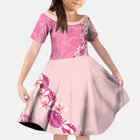 Heiva i Tahiti Kid Short Sleeve Dress Tahitian Tiare Maori Cowrie Lei Pink LT14 KID Pink - Polynesian Pride