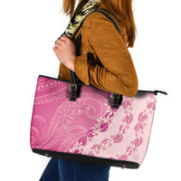 Heiva i Tahiti Leather Tote Bag Tahitian Tiare Maori Cowrie Lei Pink