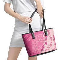 Heiva i Tahiti Leather Tote Bag Tahitian Tiare Maori Cowrie Lei Pink