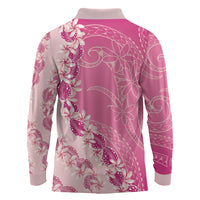 Heiva i Tahiti Long Sleeve Polo Shirt Tahitian Tiare Maori Cowrie Lei Pink LT14 - Polynesian Pride