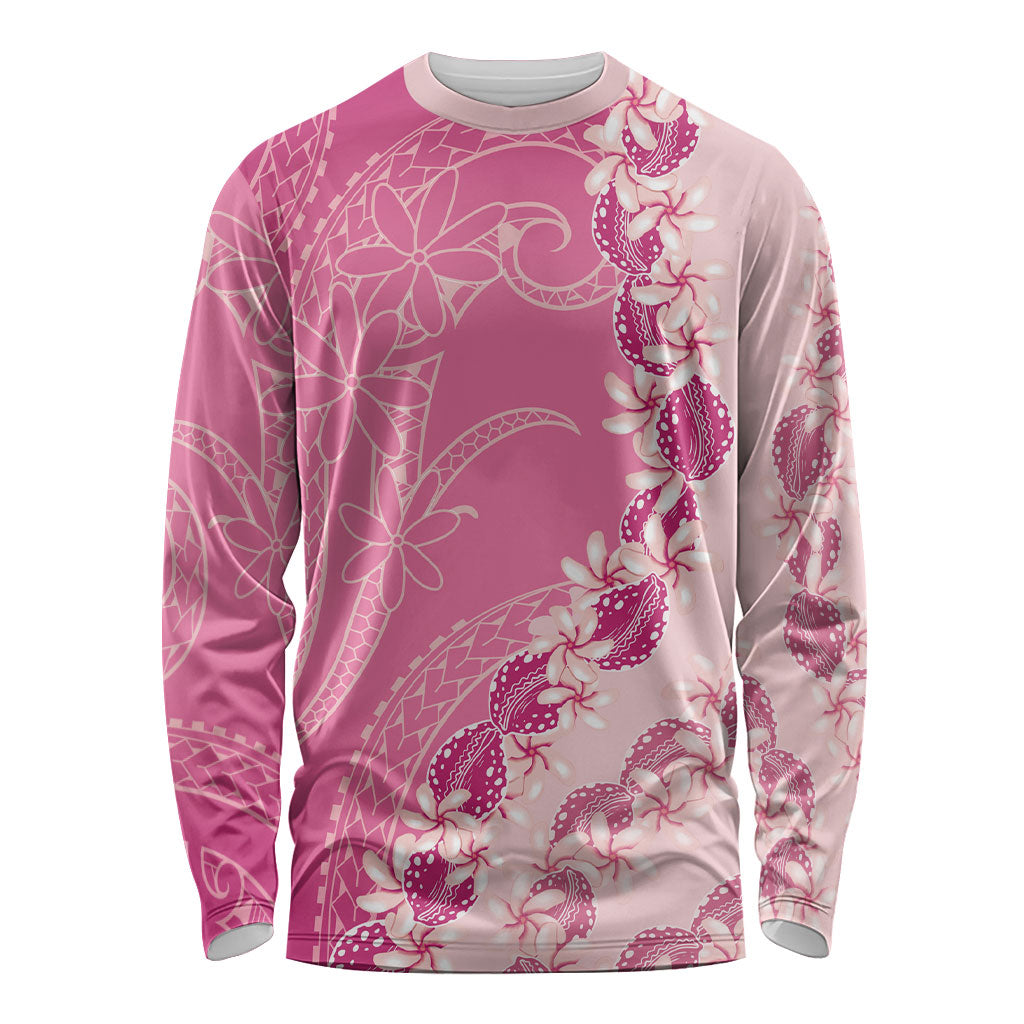 Heiva i Tahiti Long Sleeve Shirt Tahitian Tiare Maori Cowrie Lei Pink