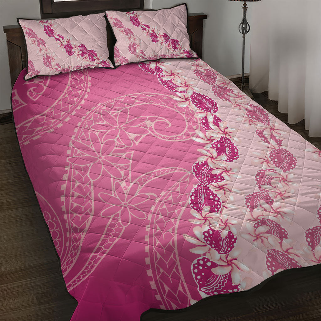 Heiva i Tahiti Quilt Bed Set Tahitian Tiare Maori Cowrie Lei Pink