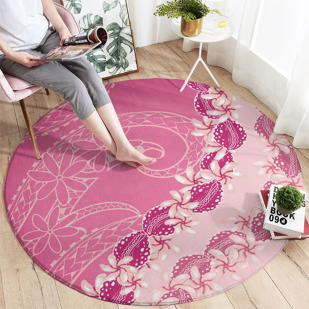 Heiva i Tahiti Round Carpet Tahitian Tiare Maori Cowrie Lei Pink