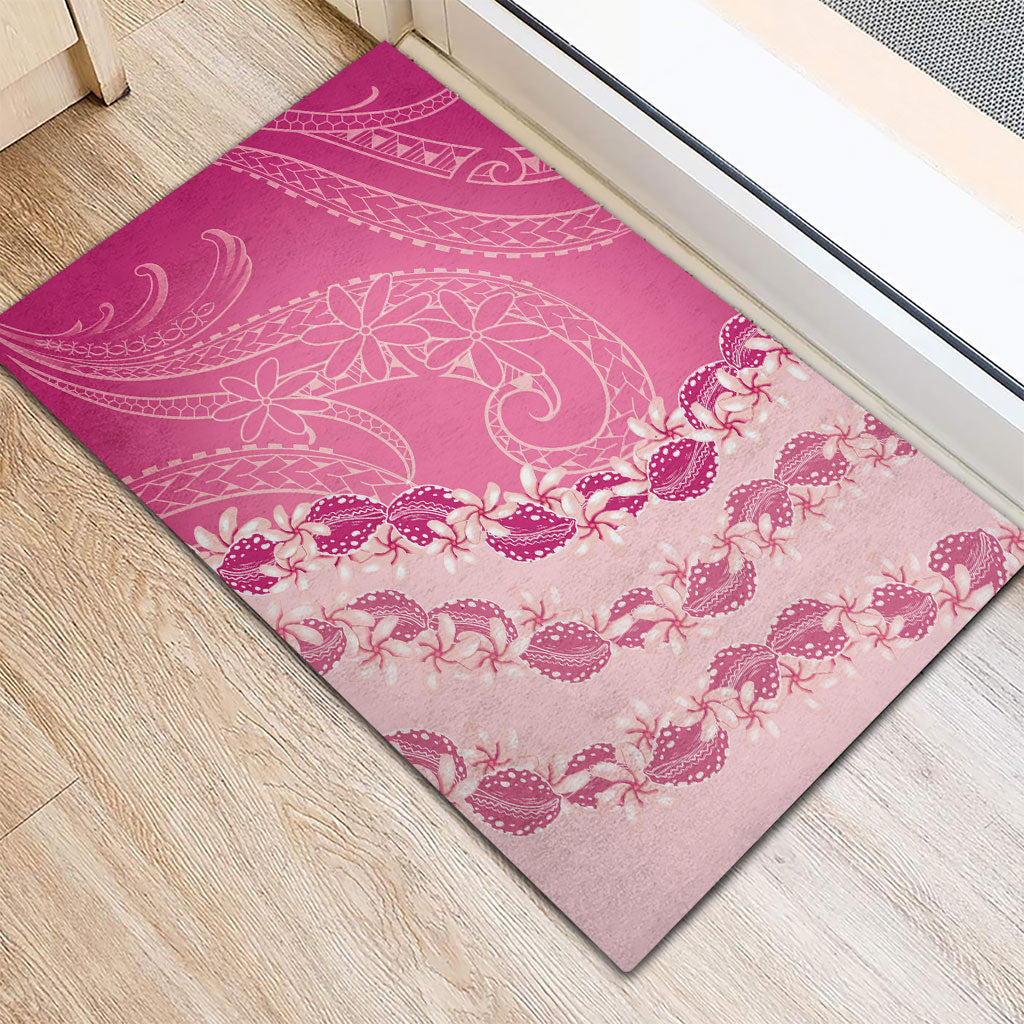 Heiva i Tahiti Rubber Doormat Tahitian Tiare Maori Cowrie Lei Pink