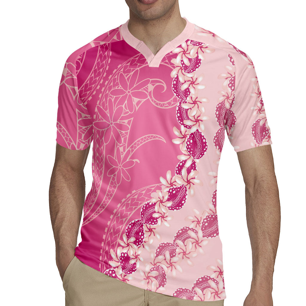 Heiva i Tahiti Rugby Jersey Tahitian Tiare Maori Cowrie Lei Pink