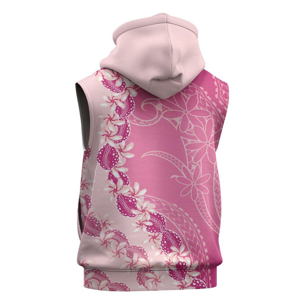 Heiva i Tahiti Sleeveless Hoodie Tahitian Tiare Maori Cowrie Lei Pink LT14 - Polynesian Pride