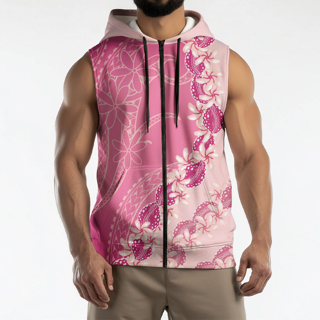 Heiva i Tahiti Sleeveless Zip Hoodie Tahitian Tiare Maori Cowrie Lei Pink LT14 - Polynesian Pride