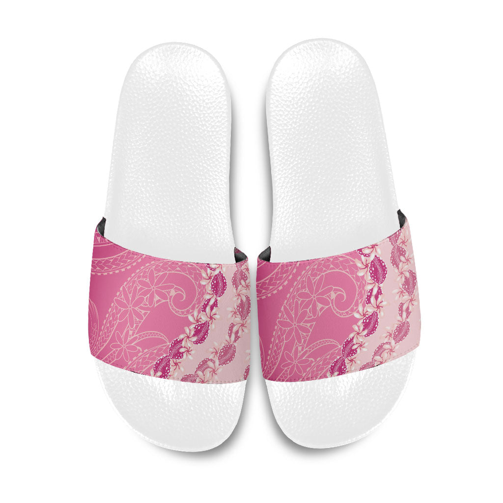 Heiva i Tahiti Slide Sandals Tahitian Tiare Maori Cowrie Lei Pink