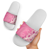 Heiva i Tahiti Slide Sandals Tahitian Tiare Maori Cowrie Lei Pink