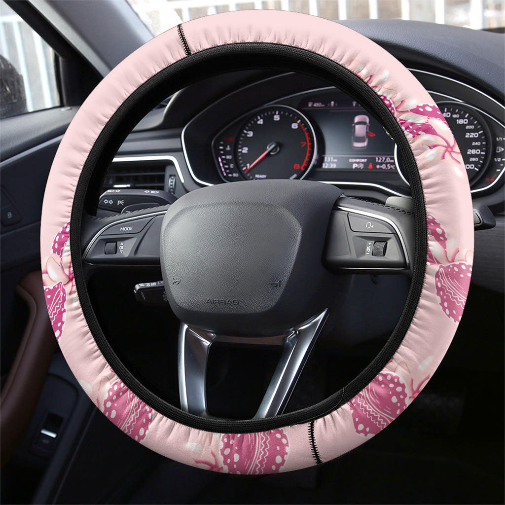 Heiva i Tahiti Steering Wheel Cover Tahitian Tiare Maori Cowrie Lei Pink