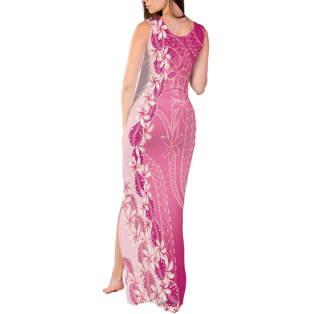 Heiva i Tahiti Tank Maxi Dress Tahitian Tiare Maori Cowrie Lei Pink
