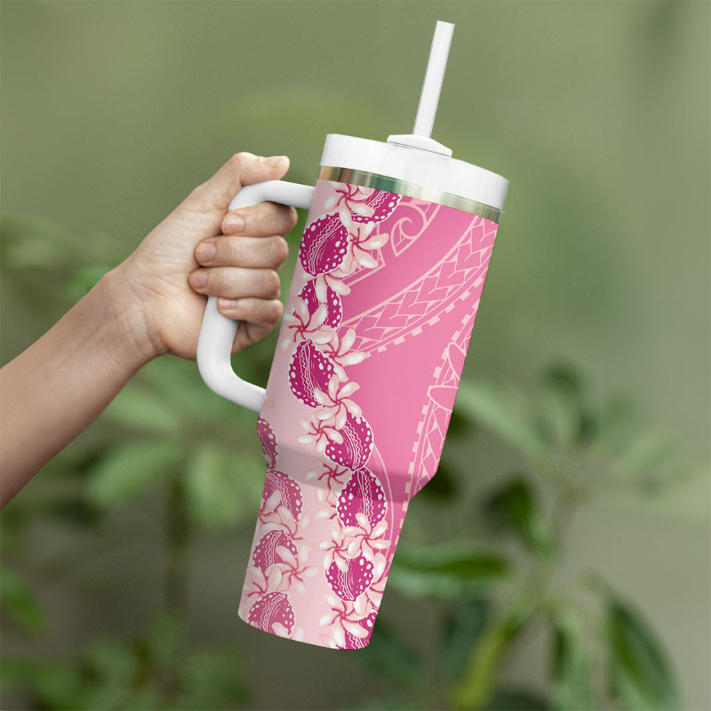 Heiva i Tahiti Tumbler With Handle Tahitian Tiare Maori Cowrie Lei Pink