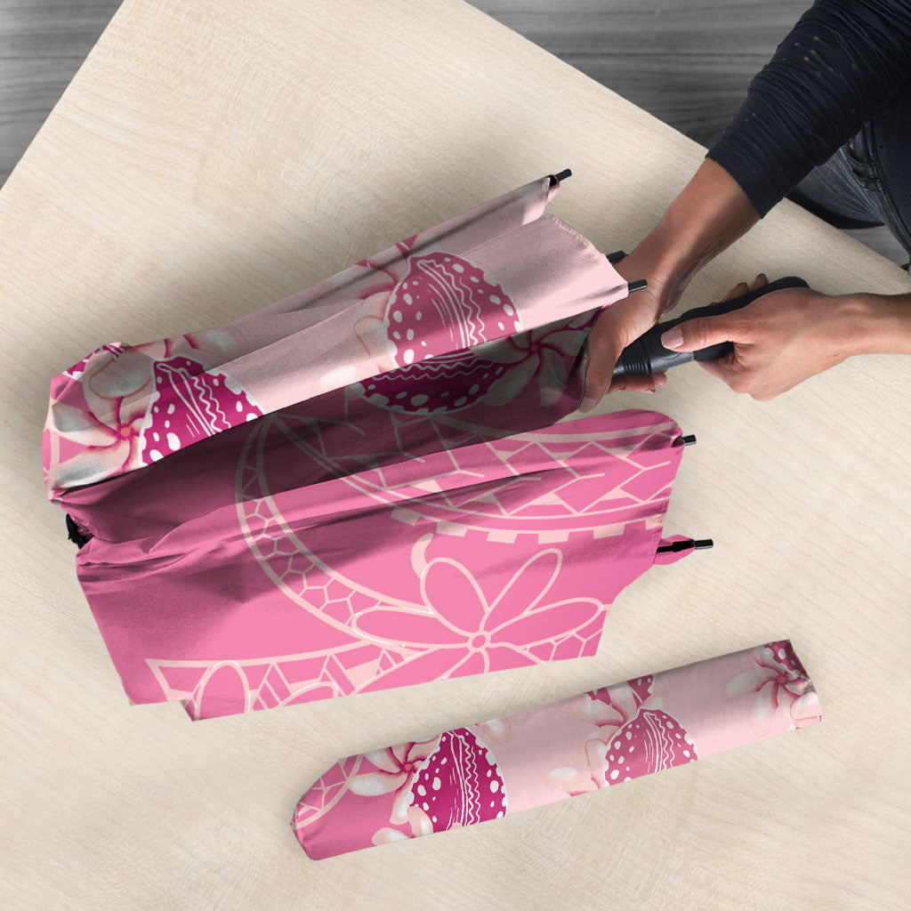 Heiva i Tahiti Umbrella Tahitian Tiare Maori Cowrie Lei Pink