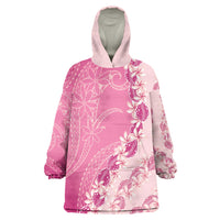 Heiva i Tahiti Wearable Blanket Hoodie Tahitian Tiare Maori Cowrie Lei Pink