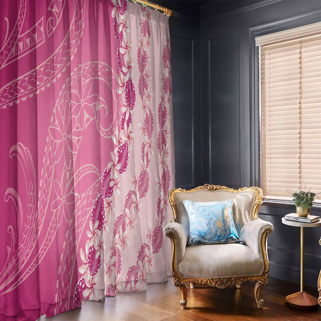 Heiva i Tahiti Window Curtain Tahitian Tiare Maori Cowrie Lei Pink