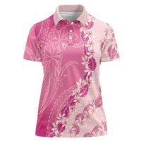 Heiva i Tahiti Women Polo Shirt Tahitian Tiare Maori Cowrie Lei Pink LT14 Female Pink - Polynesian Pride