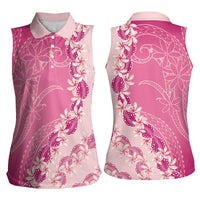 Heiva i Tahiti Women Sleeveless Polo Shirt Tahitian Tiare Maori Cowrie Lei Pink LT14 - Polynesian Pride