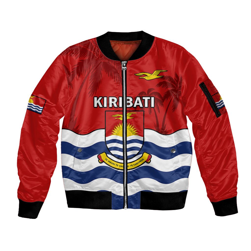 Polynesian Pride Kiribati Independence Day Sleeve Zip Bomber Jacket Happy 44th Anniversary Flag Style LT14 Unisex Red - Polynesian Pride