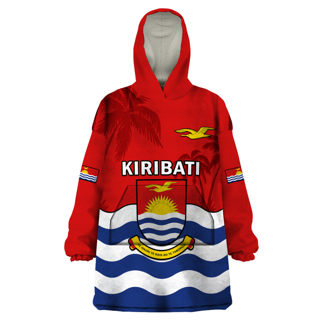 Polynesian Pride Kiribati Independence Day Wearable Blanket Hoodie Happy 44th Anniversary Flag Style LT14 One Size Red - Polynesian Pride