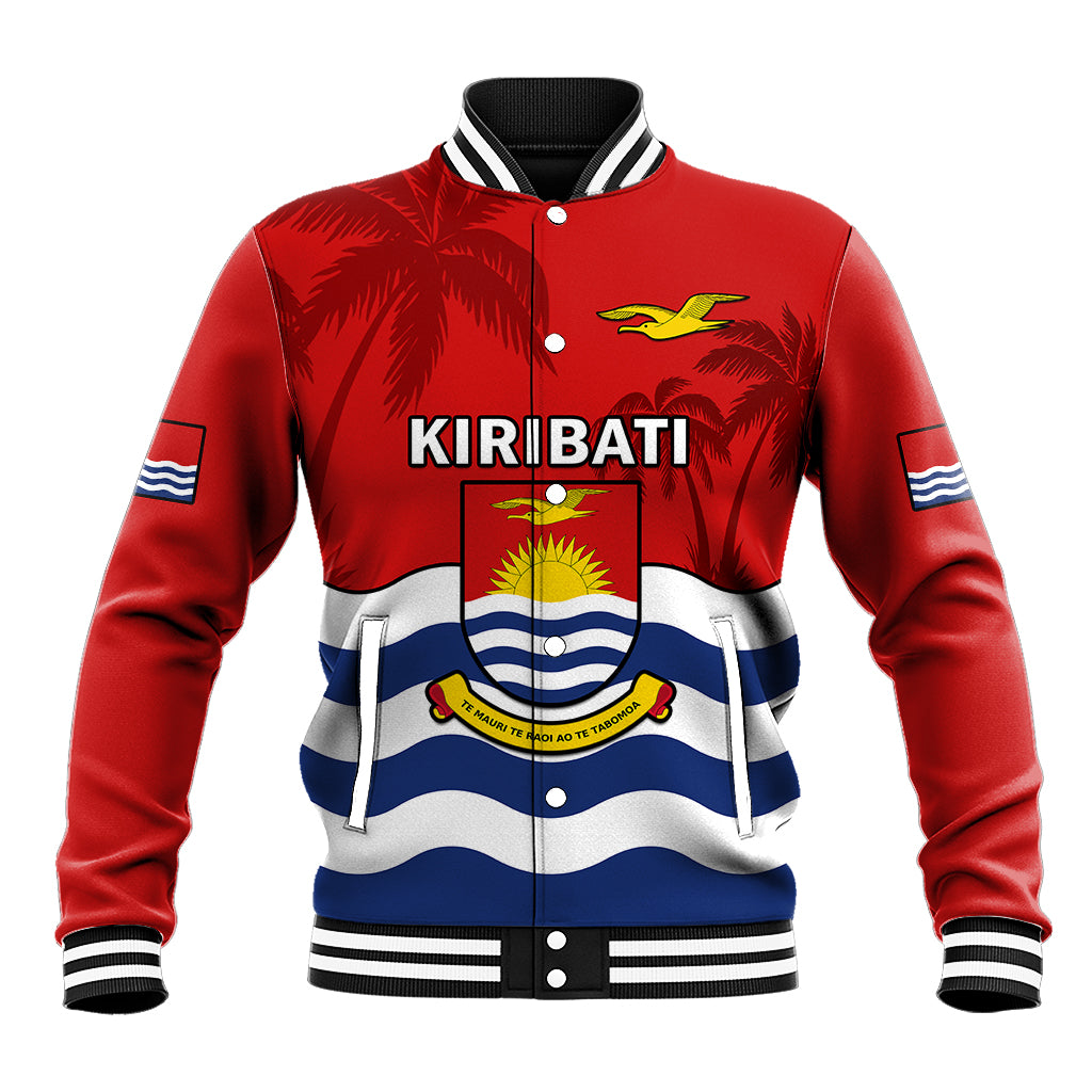 Personalised Kiribati Independence Day Baseball Jacket Happy 44th Anniversary Flag Style LT14 Unisex Red - Polynesian Pride