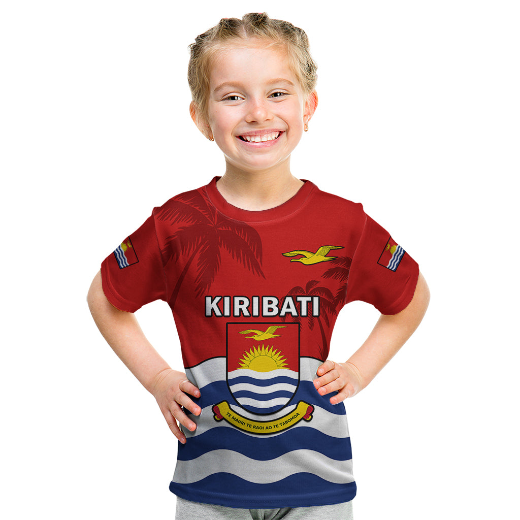 Personalised Kiribati Independence Day Kid T Shirt Happy 44th Anniversary Flag Style LT14 Red - Polynesian Pride