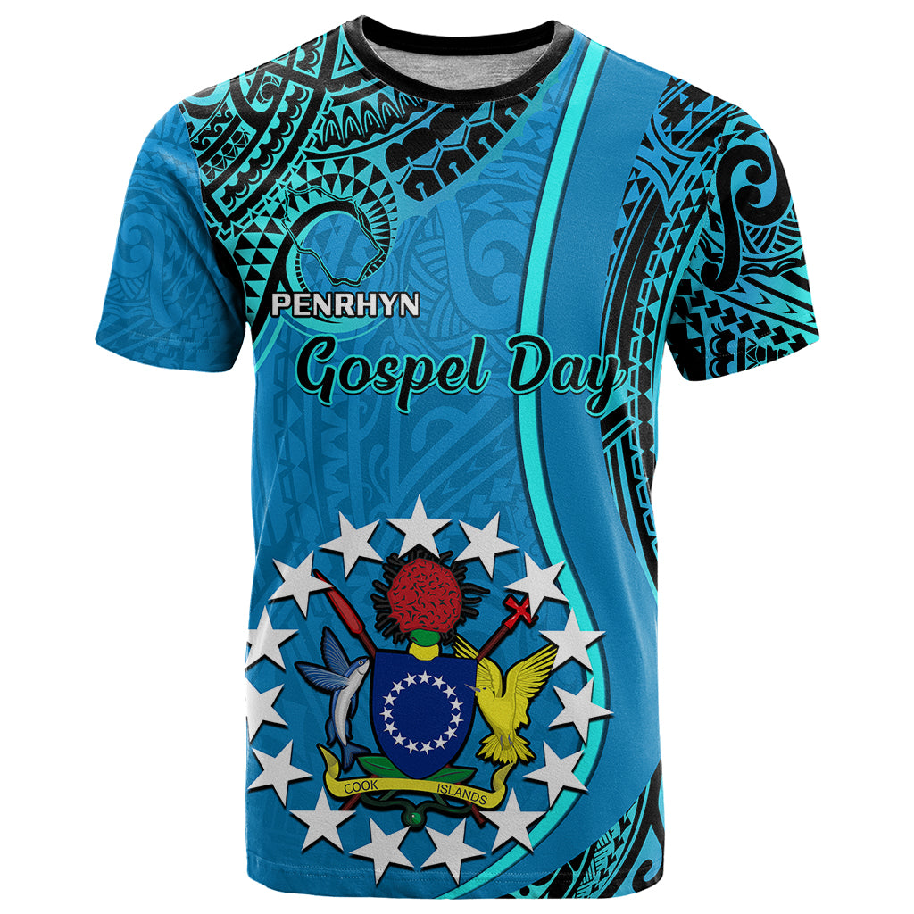 13 March Penrhyn Island Gospel Day T Shirt Cook Islands Tribal Pattern LT14 Blue - Polynesian Pride