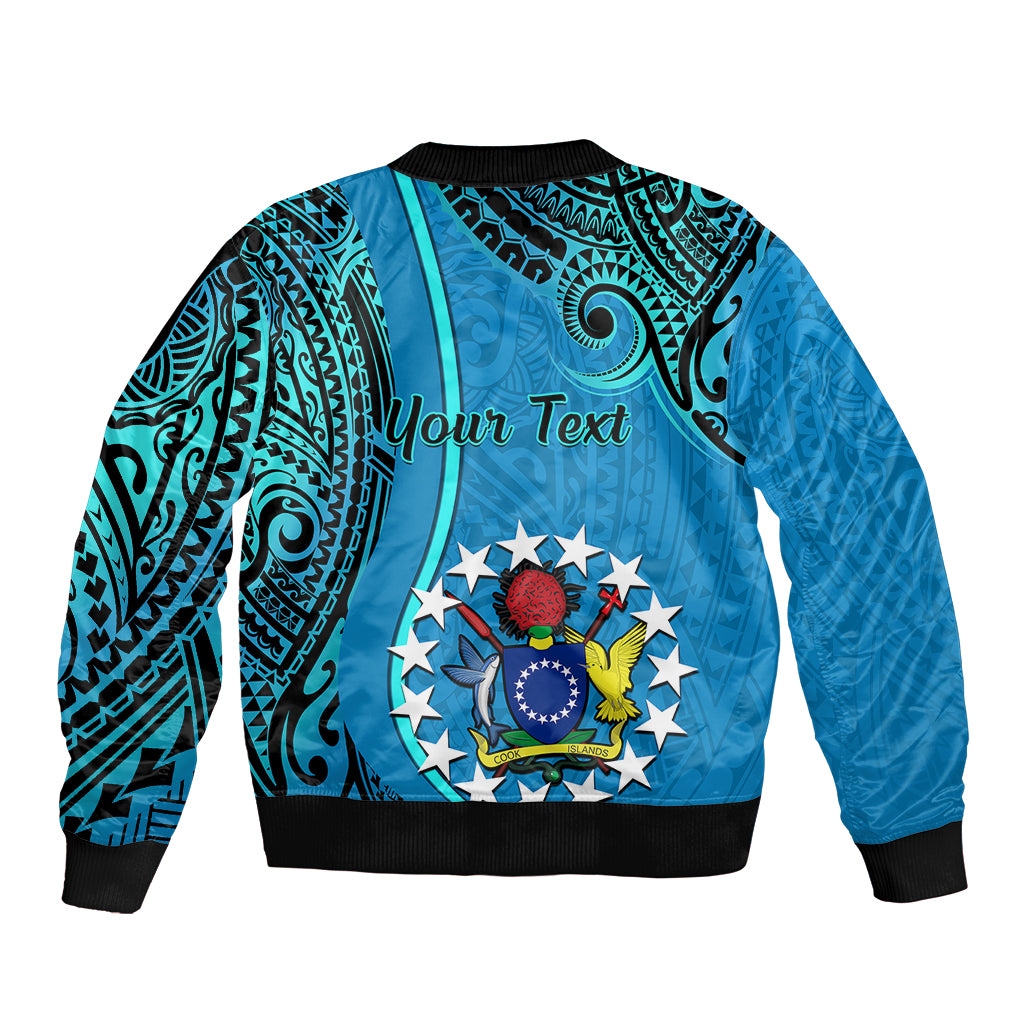 Personalised 13 March Penrhyn Island Gospel Day Sleeve Zip Bomber Jacket Cook Islands Tribal Pattern LT14 - Polynesian Pride