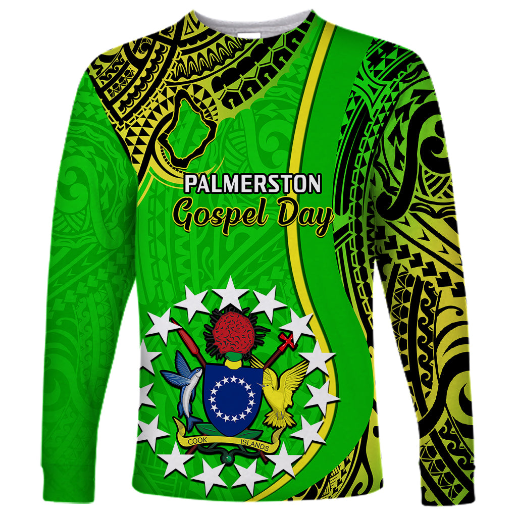 25 May Palmerston Island Gospel Day Long Sleeve Shirt Cook Islands Tribal Pattern LT14 Unisex Green - Polynesian Pride