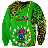 Personalised 25 May Palmerston Island Gospel Day Sweatshirt Cook Islands Tribal Pattern LT14 Unisex Green - Polynesian Pride