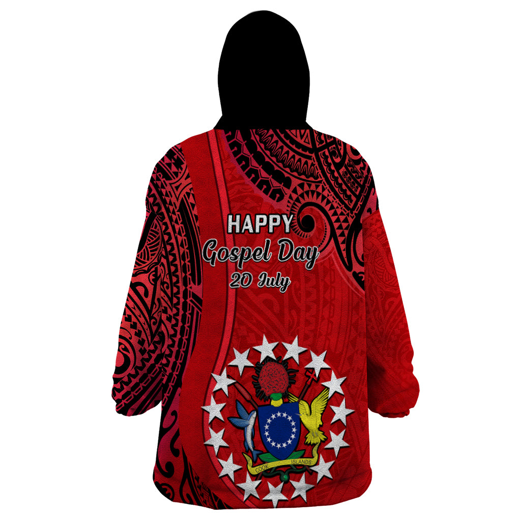 20 July Atiu Island Gospel Day Wearable Blanket Hoodie Cook Islands Tribal Pattern LT14 - Polynesian Pride
