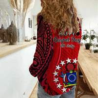 20 July Atiu Island Gospel Day Women Casual Shirt Cook Islands Tribal Pattern LT14 - Polynesian Pride