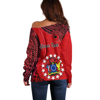 Personalised 20 July Atiu Island Gospel Day Off Shoulder Sweater Cook Islands Tribal Pattern LT14 - Polynesian Pride