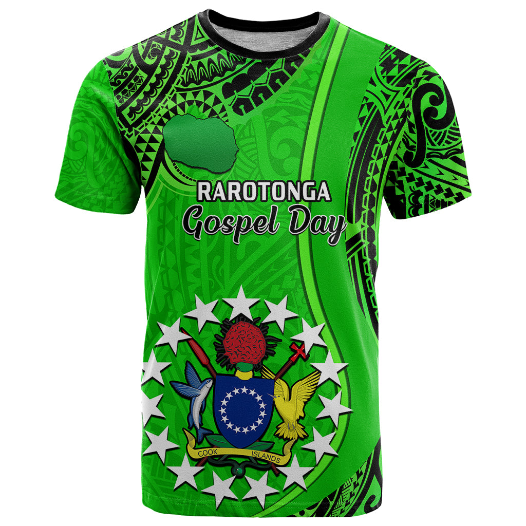 25 July Rarotonga Island Gospel Day T Shirt Cook Islands Tribal Pattern LT14 Green - Polynesian Pride