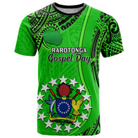25 July Rarotonga Island Gospel Day T Shirt Cook Islands Tribal Pattern LT14 Green - Polynesian Pride
