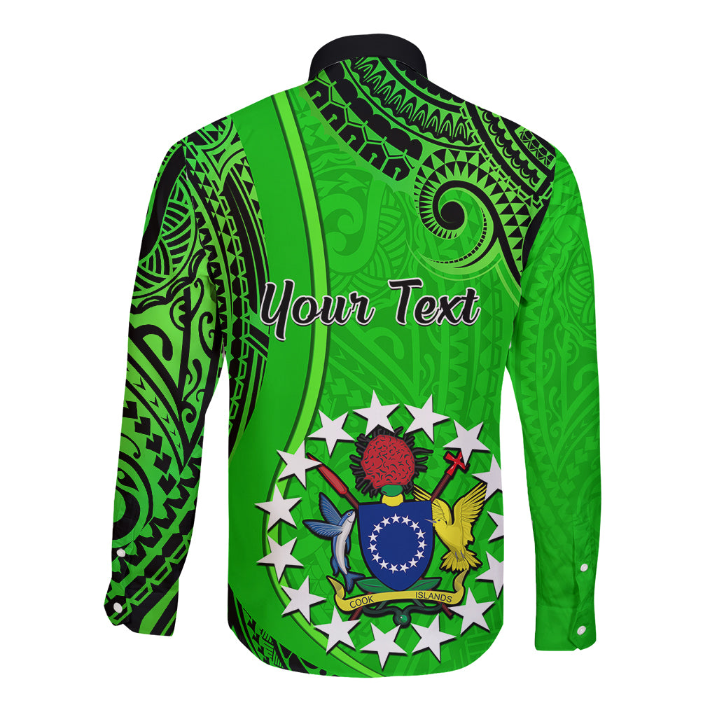 Personalised 21 July Mitiaro Island Gospel Day Long Sleeve Button Shirt Cook Islands Tribal Pattern LT14 - Polynesian Pride
