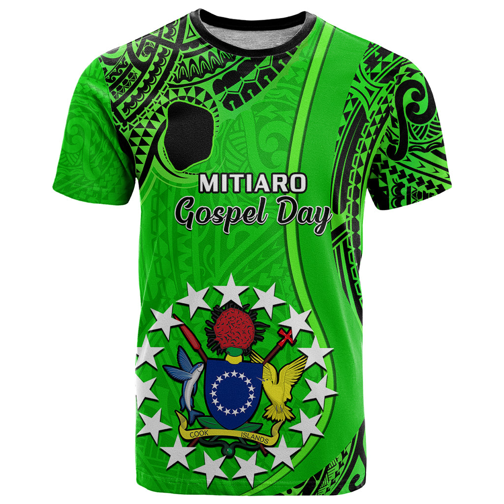 Custom 21 July Mitiaro Island Gospel Day T Shirt Cook Islands Tribal Pattern LT14 Green - Polynesian Pride