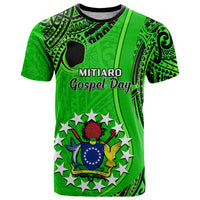 Custom 21 July Mitiaro Island Gospel Day T Shirt Cook Islands Tribal Pattern LT14 Green - Polynesian Pride
