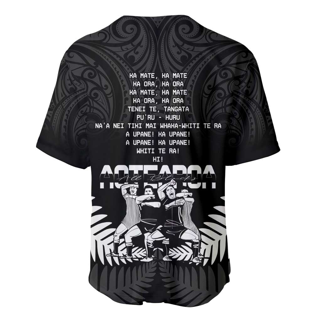 New Zealand Silver Fern Rugby Baseball Jersey Haka Dance With Aotearoa Maori Pattern